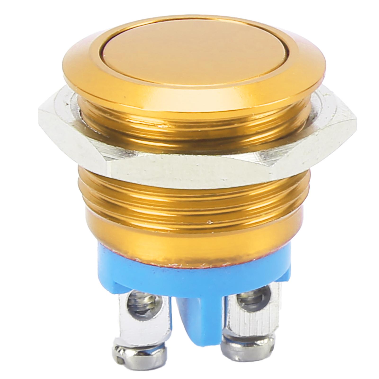 

Metal Button Switch Stainless Steel 16mm Flat Round Head Waterproof SelfReset Power 220V(Yellow )