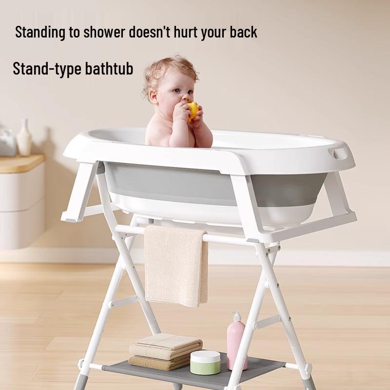 Newborn Bath & Care Station: Infant Bathtub, Diaper Changing, Drying Rack - No Bending