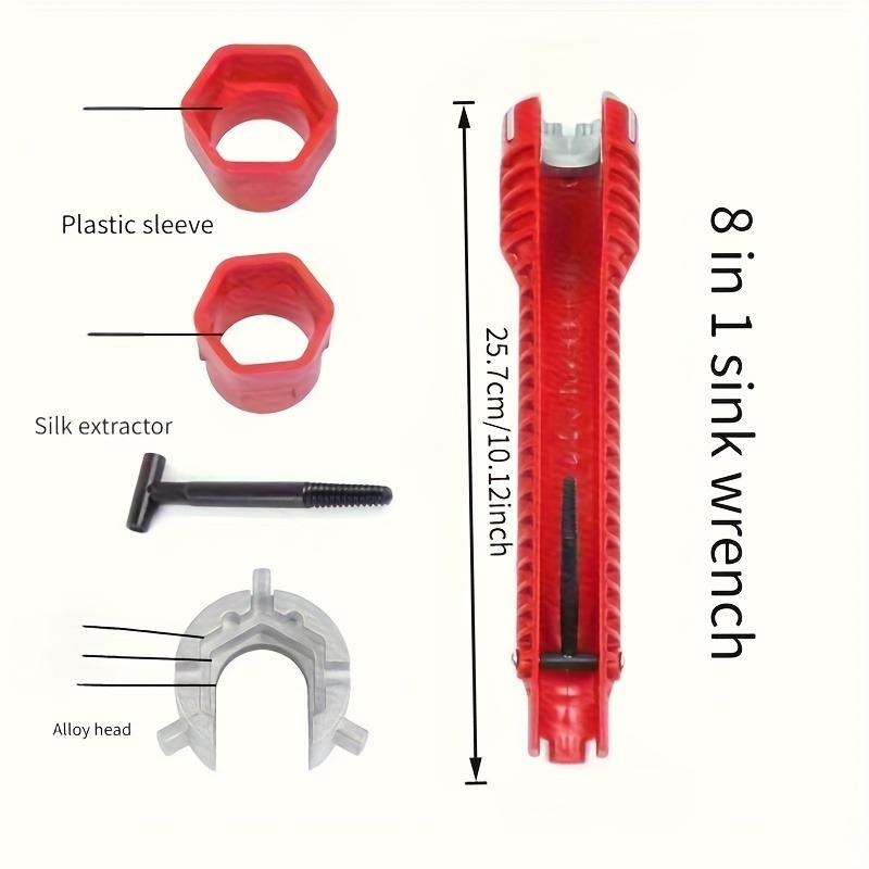 8-in-1 Multi-Functional Sink Wrench, Durable PP Material, Waterproof Handle, Universal Tool for Faucet & Valve Maintenance