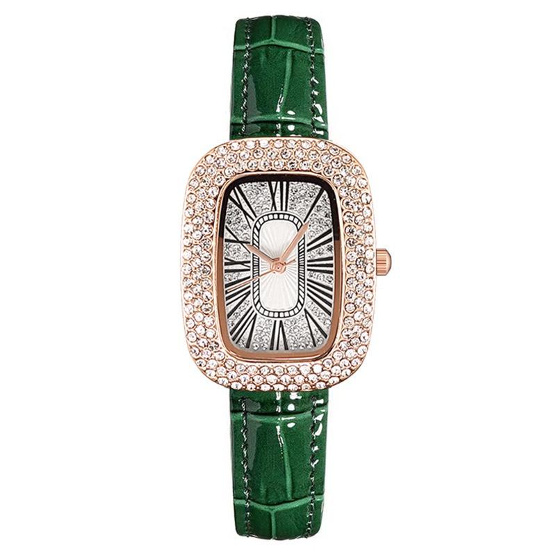 Small green watch ladies watch female niche pigeon egg Internet celebrity rhinestone gypsy female watch