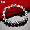 925 Sterling Silber 10mm Poliertes Perlen Seitenketten Armband Geschenk Schmuck