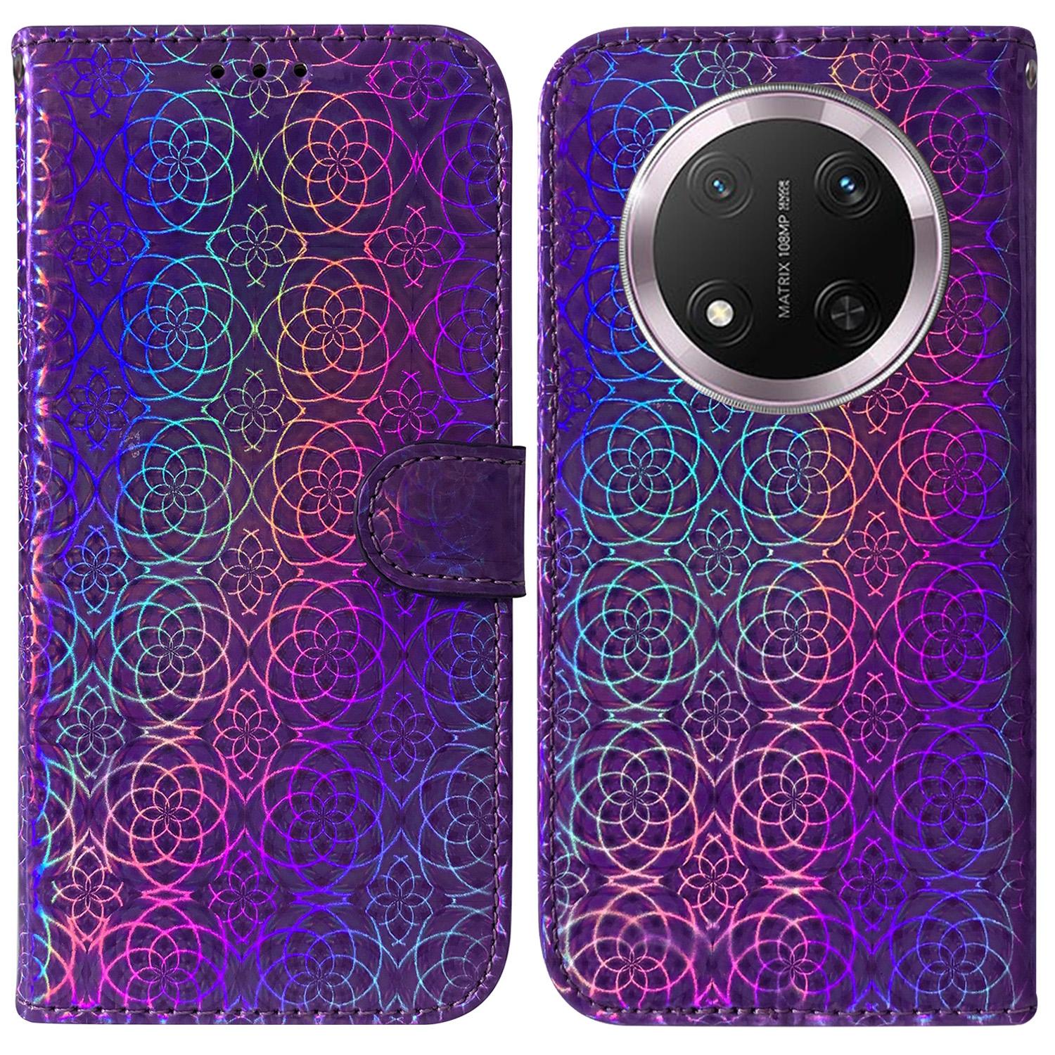 

For Honor Magic7 Lite 5G/X9c 5G/X60 Pro 5G Stand Case Dazzling Flower Leather Phone Cover Purple