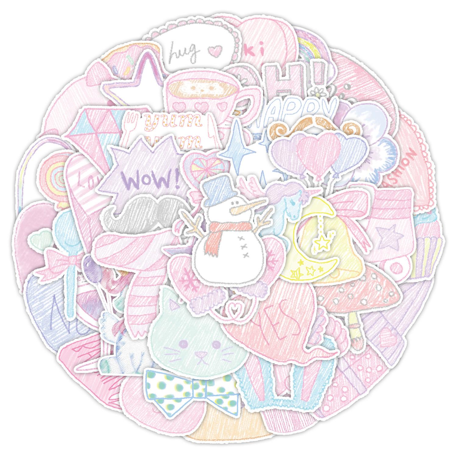 

50 Cute Crayon Drawing Graffiti Stickers Suitcase Car Laptop Mobile Phone Waterproof Decorative Stickers