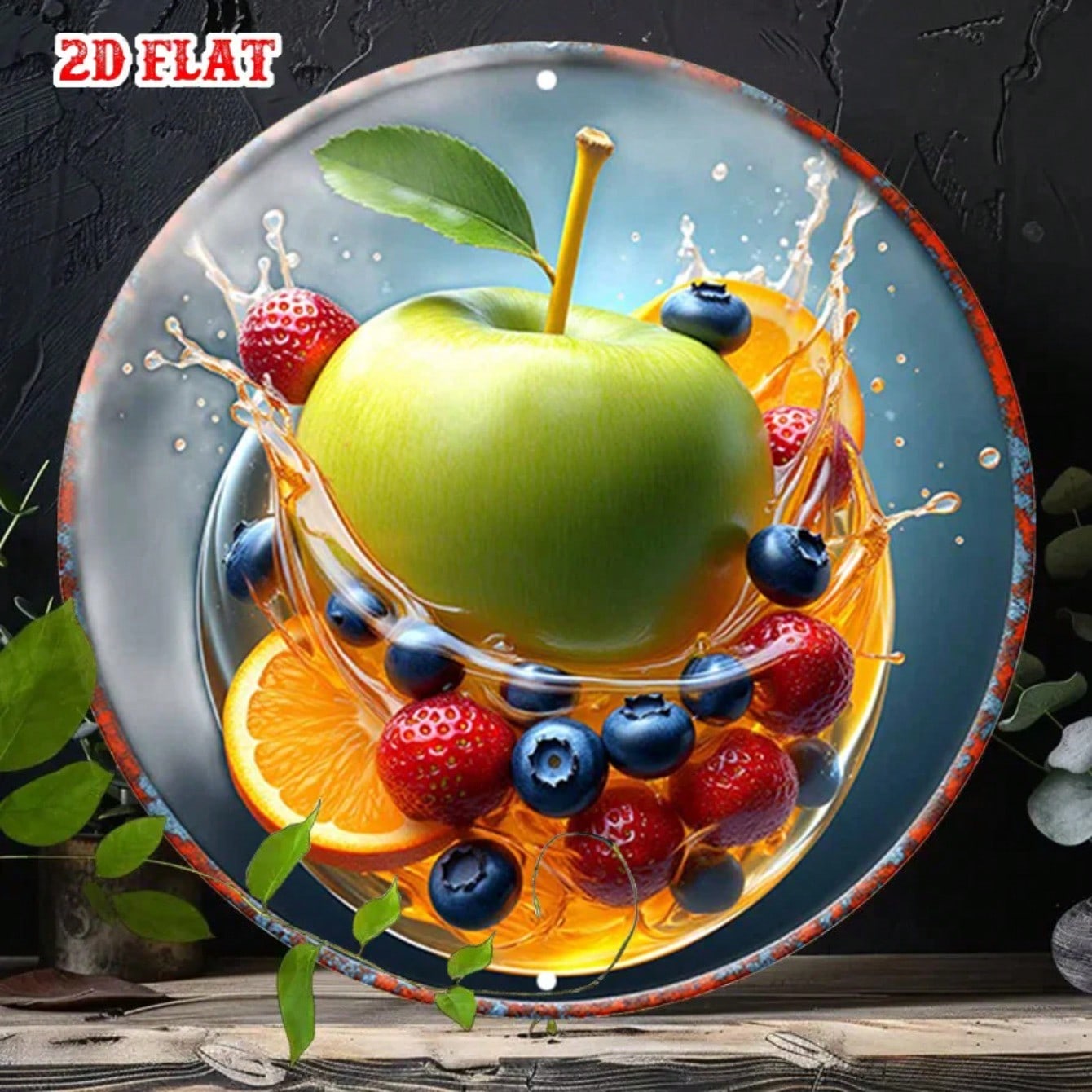 

Modern Flat Wall Art for Home Garage Cafe Decoration Retro Fruit Theme Metal Sign 20x20