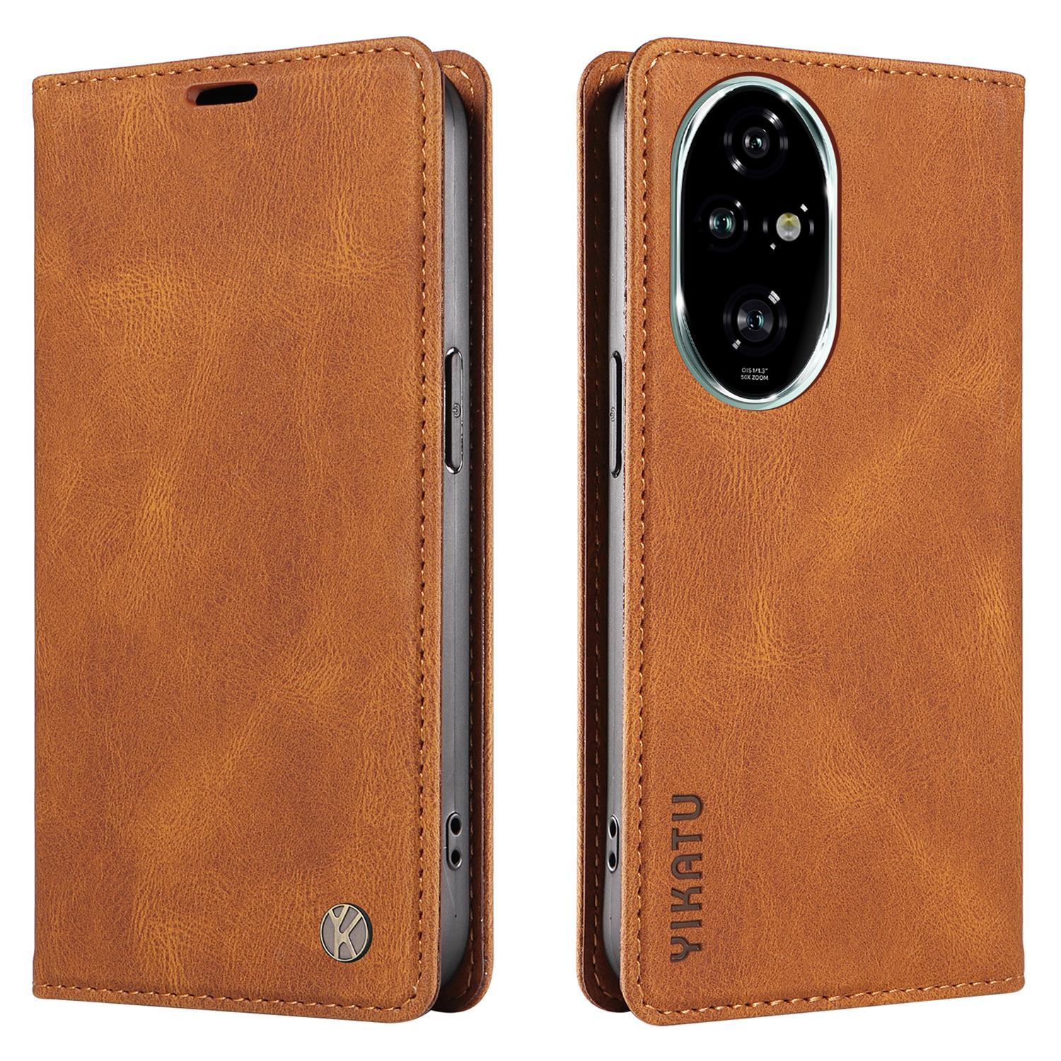 

YIKATU YK-004 For Honor 200 Pro 5G Leather Case Phone Cover Magnetic Closing Brown