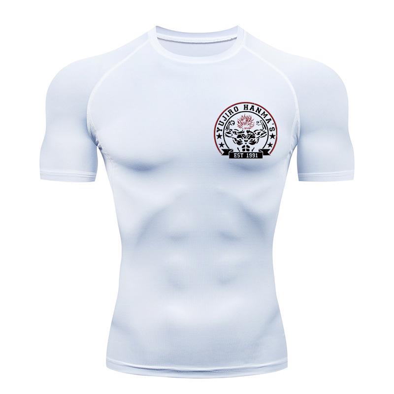 Baki Print Compression Shirts for Men Athletic Quick Dry Tshirts Tees Tops Gym Workout Fitness Undershirts Baselayers Rash Guard