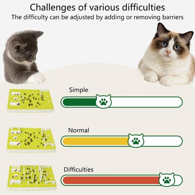Interactive Cats Puzzle Feeder Toy Adjustable Difficulty Level Slow Eating Maze Mental Stimulation Training For Indoor Kitten