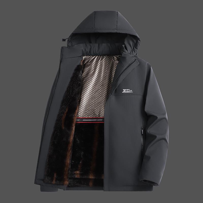 

2025 Winter Men s Thickened Cotton Parka Coat - Warm Outerwear for Middle-aged & Elderly L сірий колір