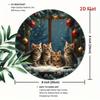 Christmas Cat Metal Sign Decor for Living Room