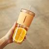 710ml/24oz Large Capacity Coffee Cup, Plastic Water Bottle With Straw, High Temperature Resistant Clear,Reusable Cups with Straw