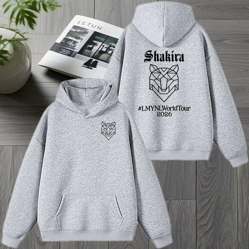 Vintage Singer Shakira World Tour 2026 Double Sided Print Long Sleeve Sweatshirt Men Women Oversized Pullover Fleece Loose Hoodie Unisex Tops