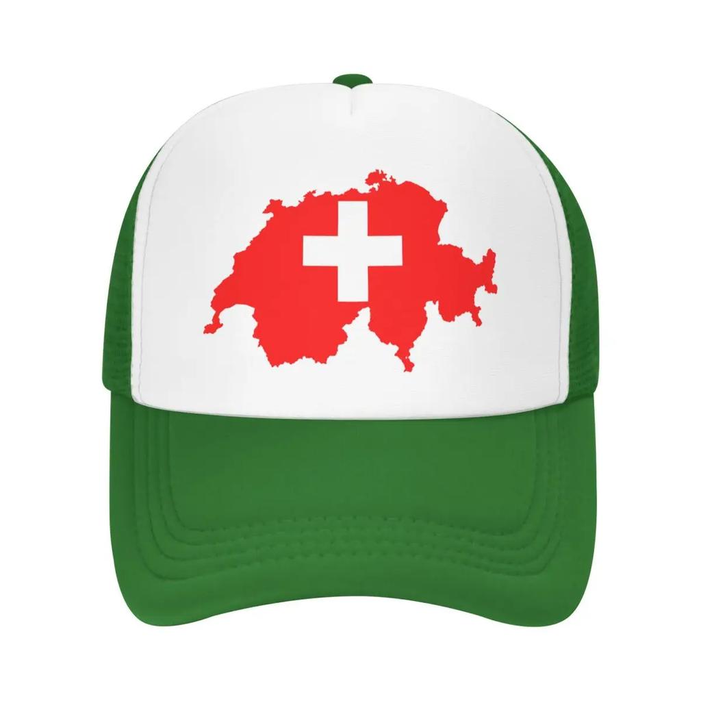 Mode Schweizkarta Schweiz Flagga Truckerhatt Unisex Kvinnor Personlig Justerbar Unisex Keps Sommarhattar