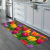 1Pcs Anti Fatigue Kitchen Rugs Colorful Tulip Print Waterproof Non Slip Thick Cushioned Mat
