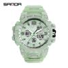 SANDA Women's Trendy LED Dual Display Waterproof Watch with Hourly Chime
