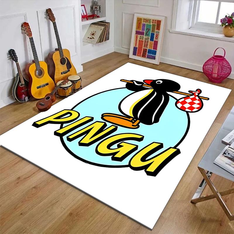 1pc Pingu Design Printed Area Rug Carpet for Bedroom Living Room Home Decor Rugs Mat Non Slip Mat Rug for Bedside