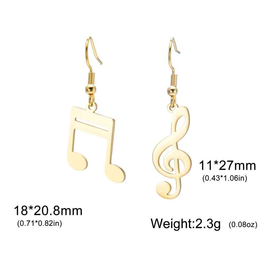 Music Note Drop Earrings for Women Asymmetric Music Symbol Stainless Steel Dangle Earring Jewelry Musican Music Lovers Gifts