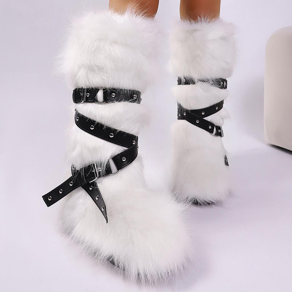Fashion IPPEUM Winter Fur Boots 2025 Knee High Boots For Women Shoes Plush Long y2k Snow Boots