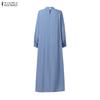 ZANZEA Damen Lässig Rundhals Elegant Locker Langarm Kleid