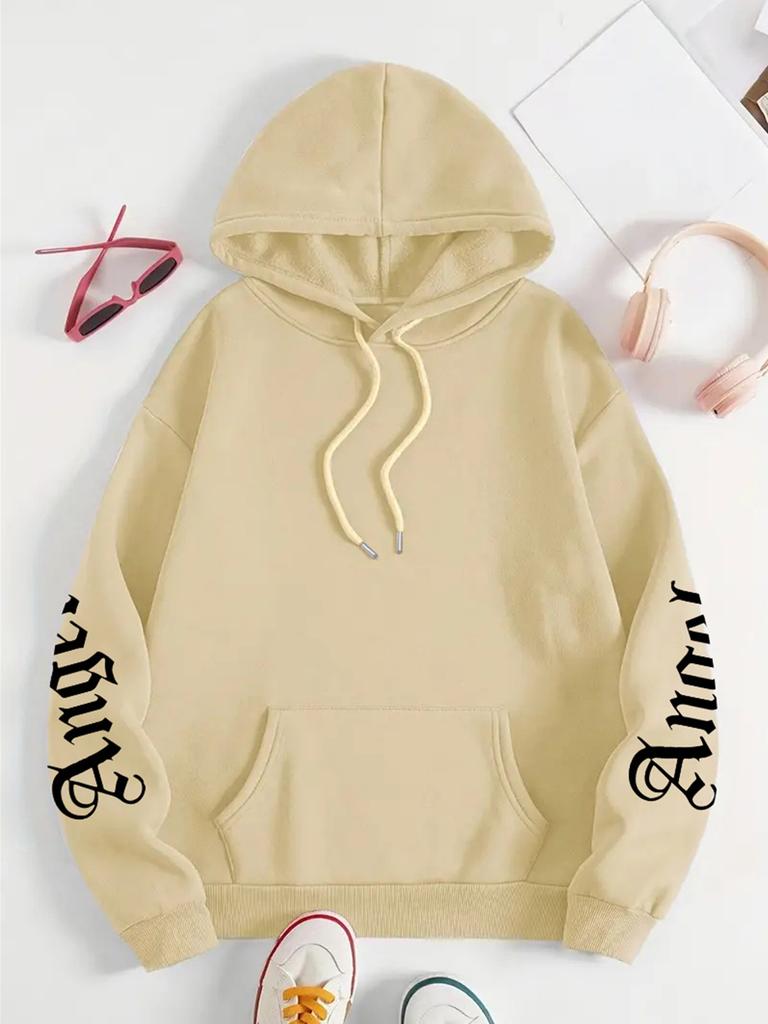 Felpa con cappuccio Hip Hop Sportiva da uomo con design ad ali a tema angelo e frase motivazionale, Top con cappuccio rétro street loose per tutte le stagioni