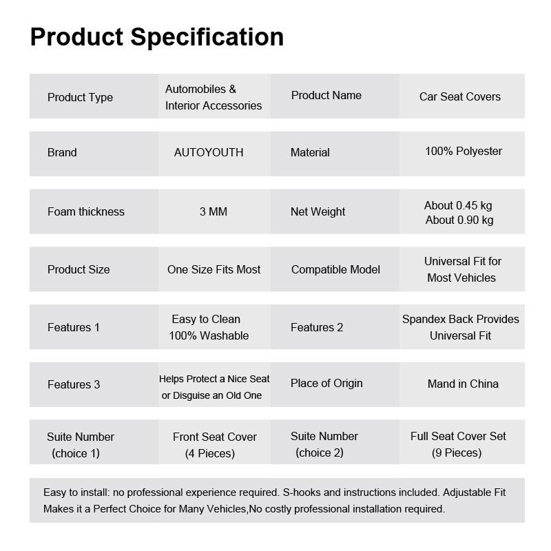 Capa de Assento de Carro de Tecido Plano Vermelha Única com Apoios de Cabeça Destacáveis, Parte Traseira com Três Zíperes para Interior de Carro lada Toyota
