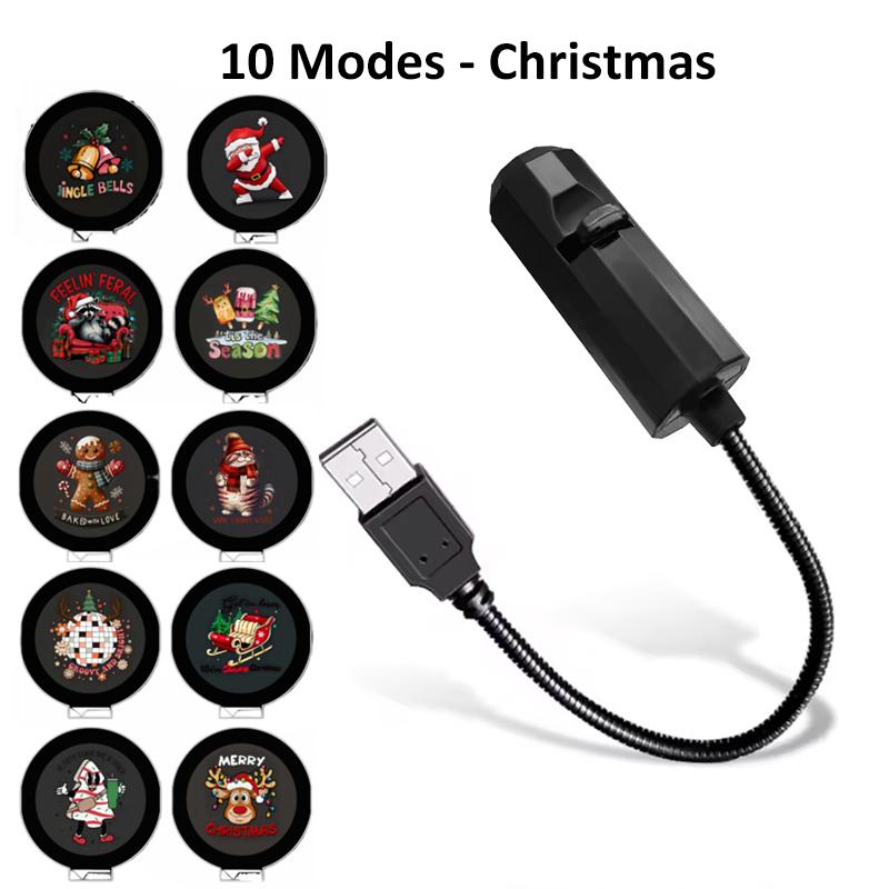 

Christmas LED Projector Light with Snowman Bells & Fox Designs 360° Rotation Adjustment USB Plug-in for Festive Atmosphere Decor