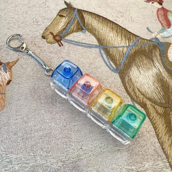 Yousheng Jucărie Fidget Tastatură cu 4 Taste cu Lumină Eliberare Stres Capac Transparent Tastatură Clicker deget Breloc Buton Decompresie Jucărie Senzorială