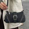 Denim small bag women's 2025 new high-end fashion commuter underarm bag simple chain shoulder messenger bag