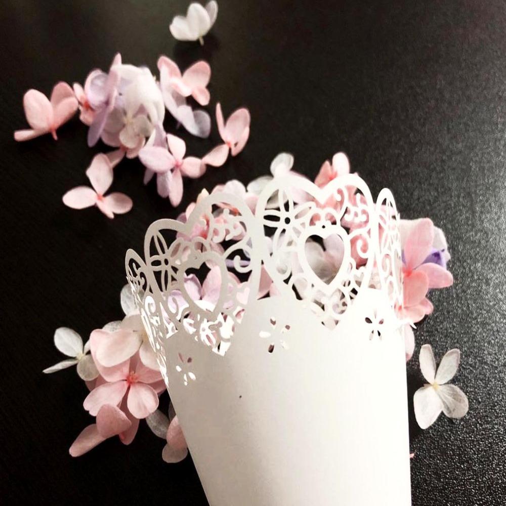 50pcs Laser Hollow Wedding Cones Wedding Decoration Petals Confetti Light Paper Cones