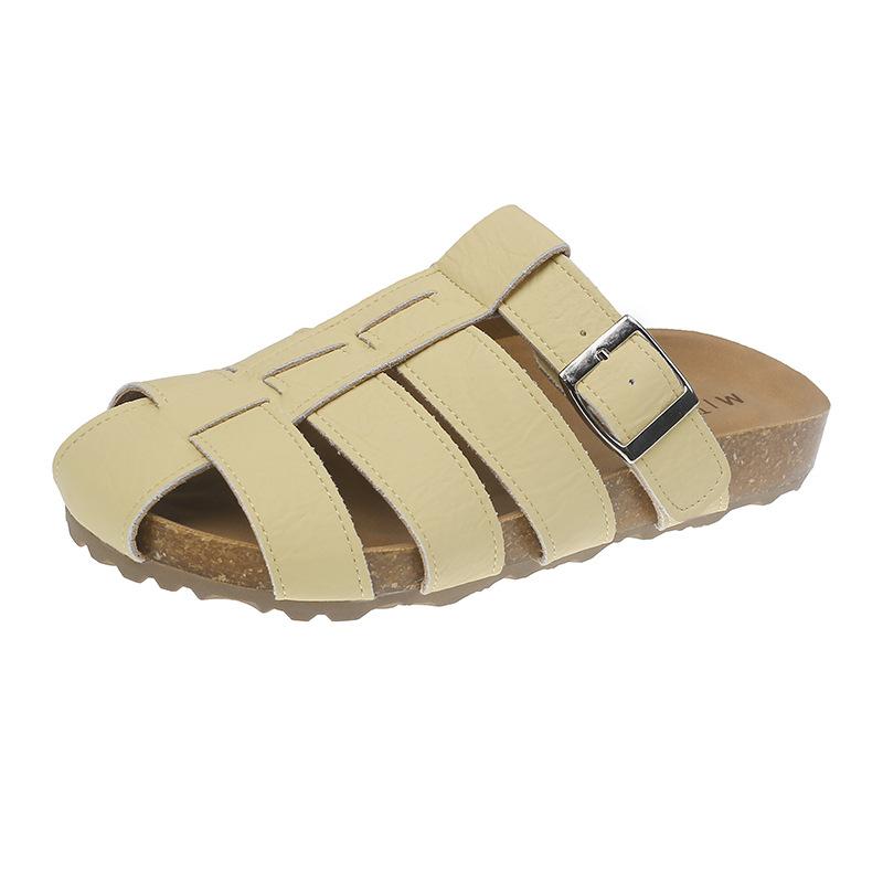 

Туфли-клетка для свиней для женщин на одну ногу, с ленивой сумкой на носке и полушлепанцами, носить новые летние сандалии на мягкой подошве 40 жёлтый