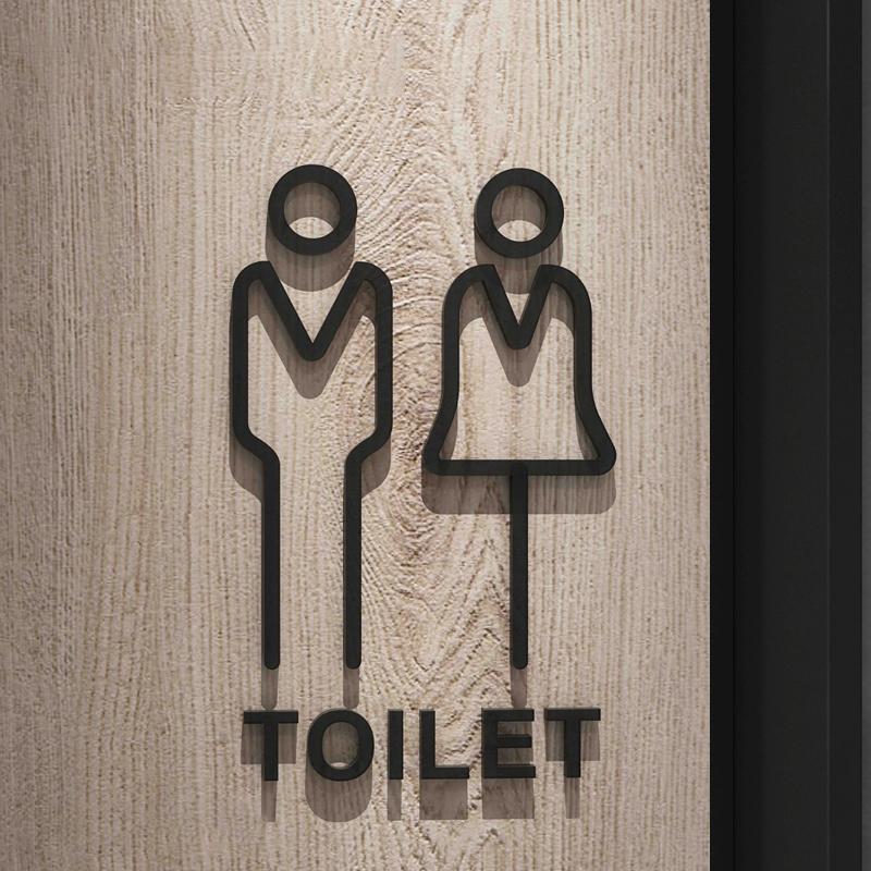 Shopping Malls Office Toilet Sign Plate Acrylic 3D Wash Room Door Wall Label Sticker WC Signage Board Art Hotel Home Decor