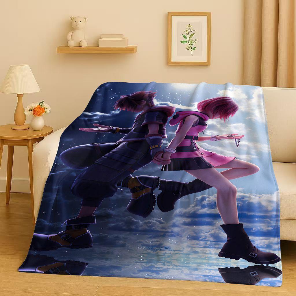 Sanrio Kingdom Hearts Kreslená hra Mickey Mouse Flanelová deka, ultra měkký plyšový přehoz do ložnice, postele, pohovky, vánoční dárek