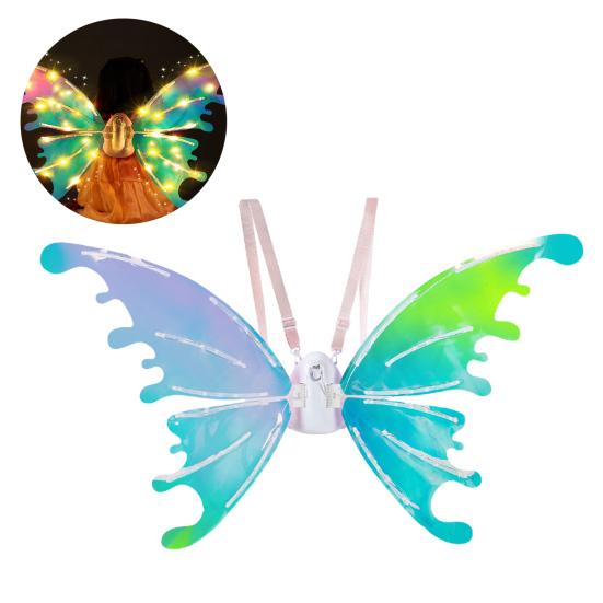 

Электрические крылья бабочки-феи со светодиодной подсветкой, светящиеся радужные крылья для девочек, женщин, костюм для ролевых игр для вечеринки, Рождества теплый белый