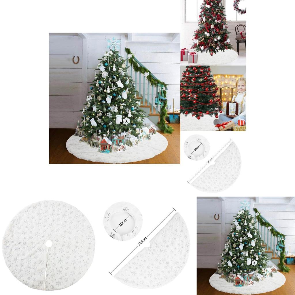 Stunning White Silver Sequin Snowflake Christmas Tree Skirt For Elegant Holiday Decoration