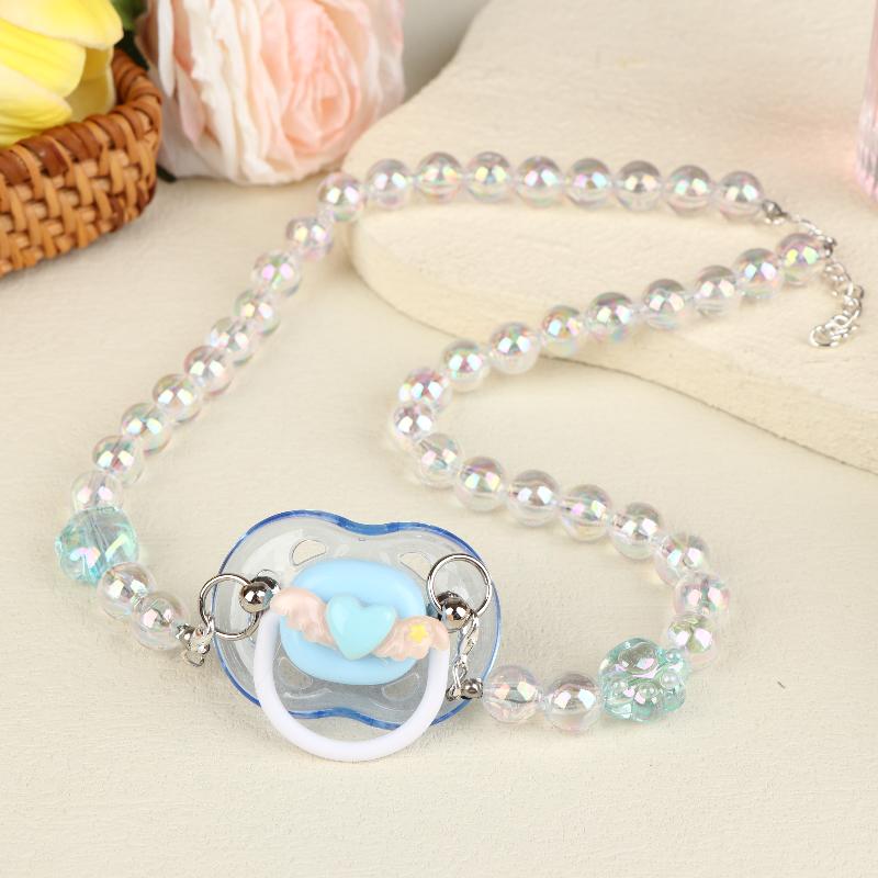 Sweet Beads Chain Pacifier Gag Collar Couple Toy Soft Silicone High-End Adult Pacifier Creating An Exclusive Luxury Leisure Time