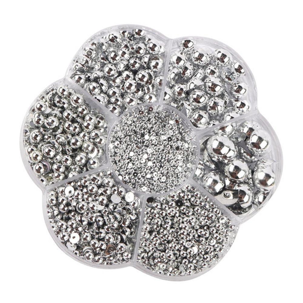 Mixed Size 7 Grid Box Half Pearl Flat Bottom AB Imitation Pearl Accessories Headwear Hair Accessories Clothing DIY Rod Diameter