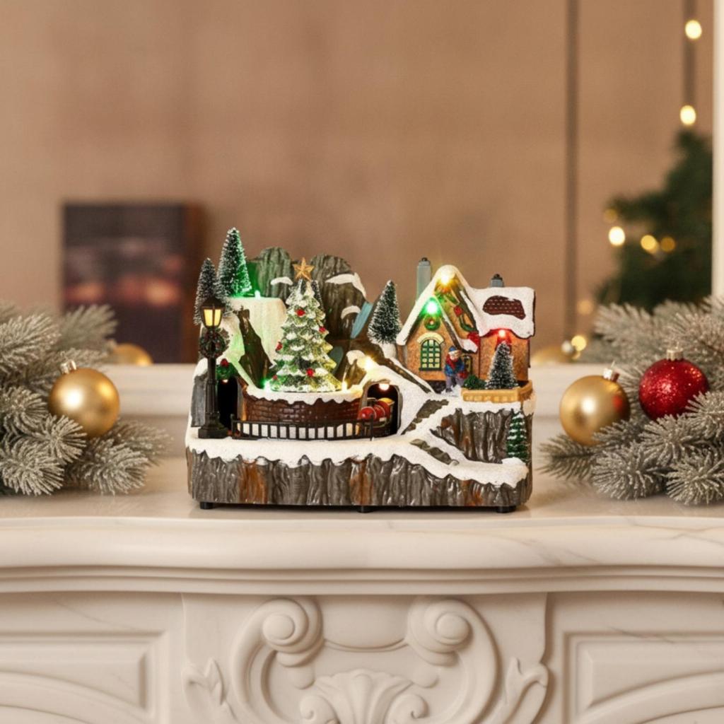 Light up Village House Ornament Multicolor Tabletop Decoration Decorative