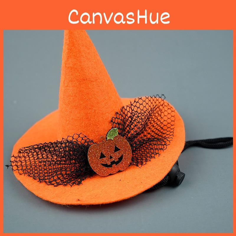 Witch Pet Hat Costume Accessory With Pumpkin And Bat Designs For Wear Halloween