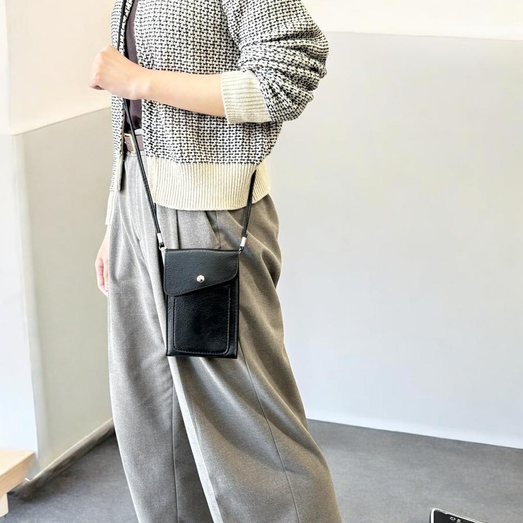 [mauve] Women's Flap Design Smartphone Shoulder Bag, Hands-Free, with Compartments, Adjustable Length, Lightweight, Casual, Small Mini Bag (MPink)