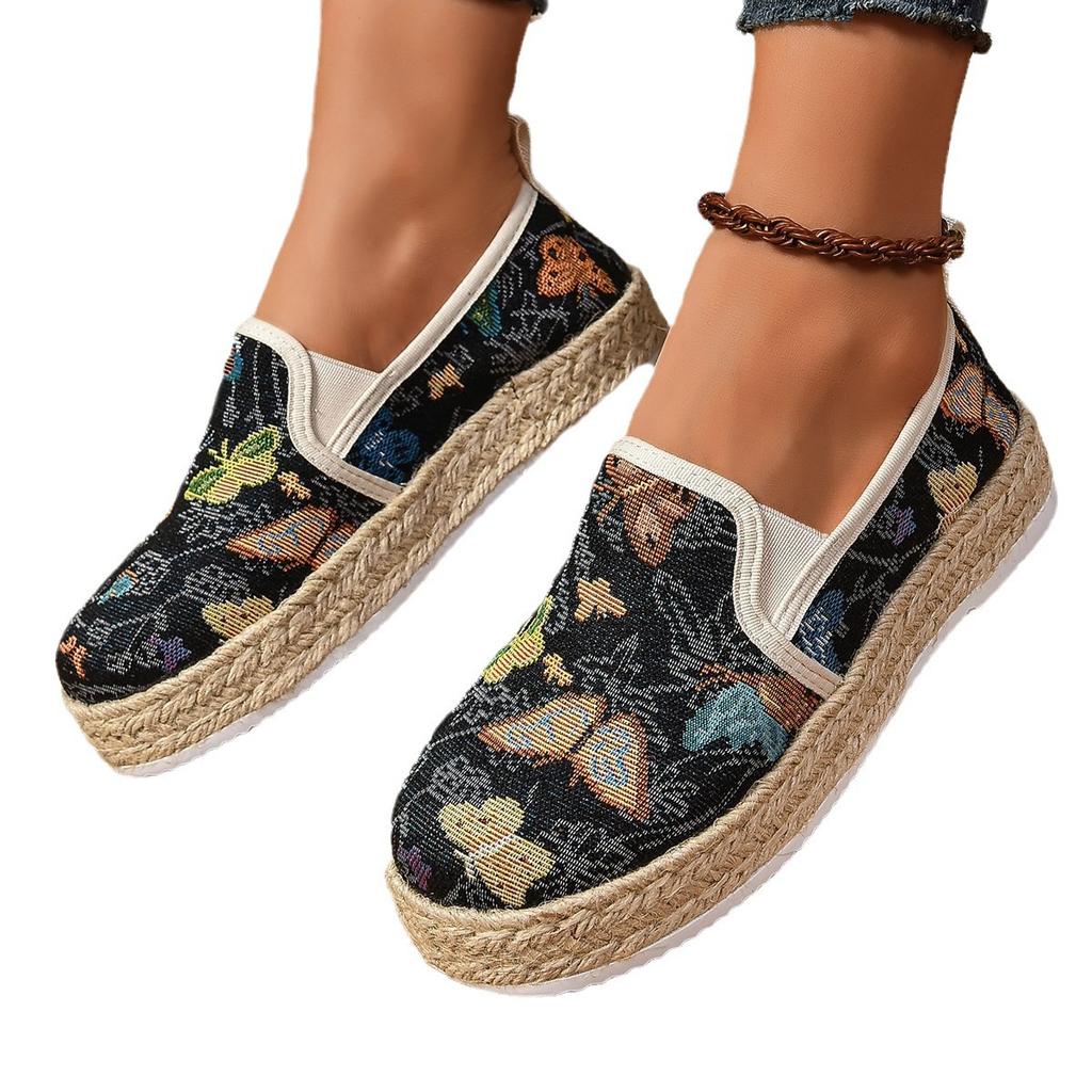 Fisherman shoes women's summer 2024 new fashion printing breathable flat-soled single shoes one-pedal women's shoes