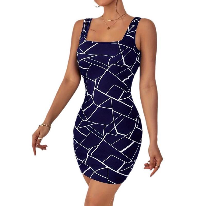 Damen Neckholder-Kleid, Temperament, bedruckt, sexy, würziges, schlankes Kleid