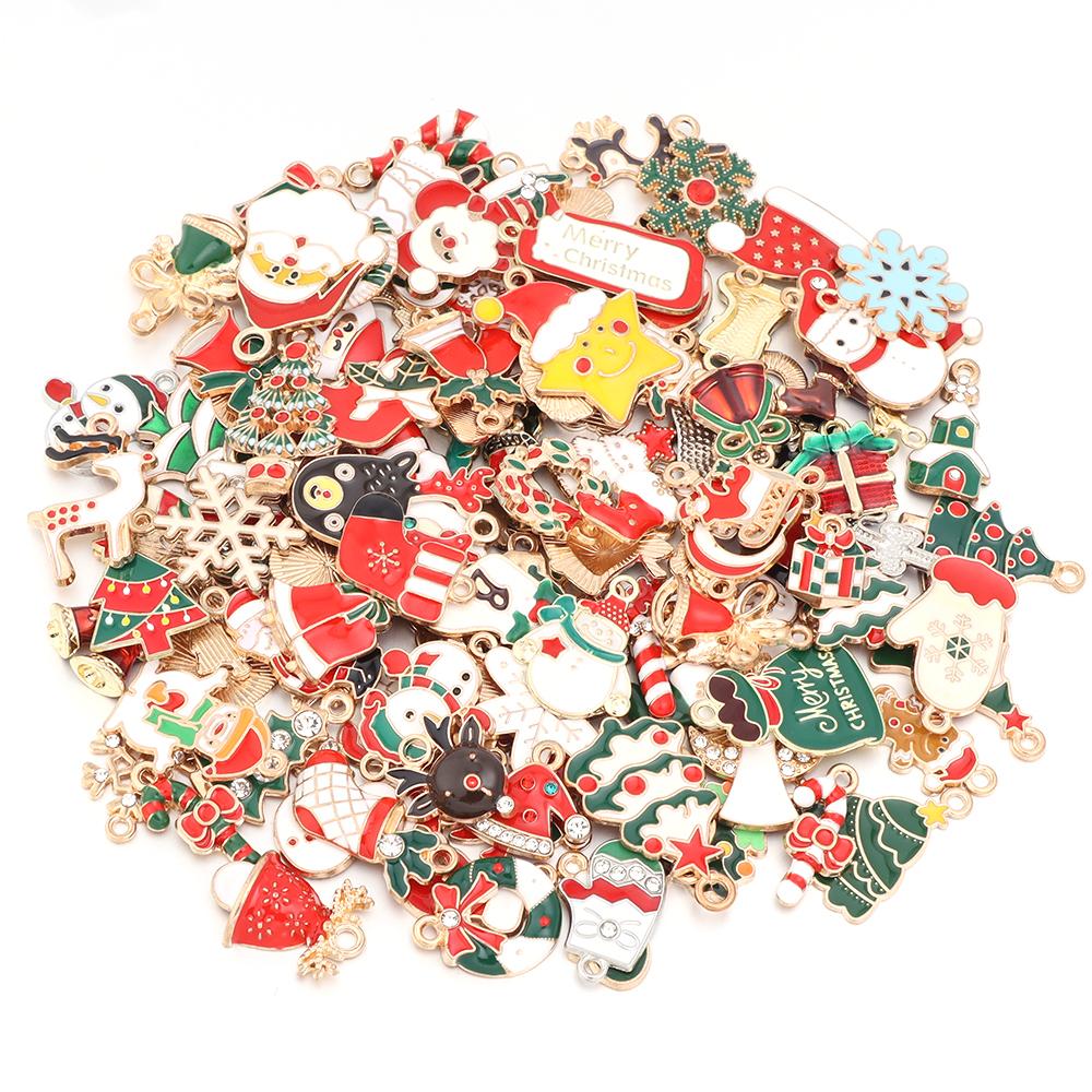 Alloy Christmas Pendant Mixcolor Dripping Oil Charm Pendants For DIY Jewelry Making Christmas Series Accessories