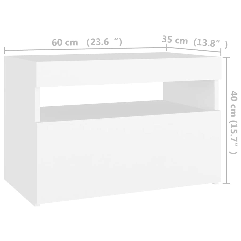 TV Cabinet with LED Lights White 60 X 35 X 40 Cm