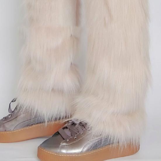 Faux Fur Fuzzy Leg Warmer for Women Girls Soft Plush