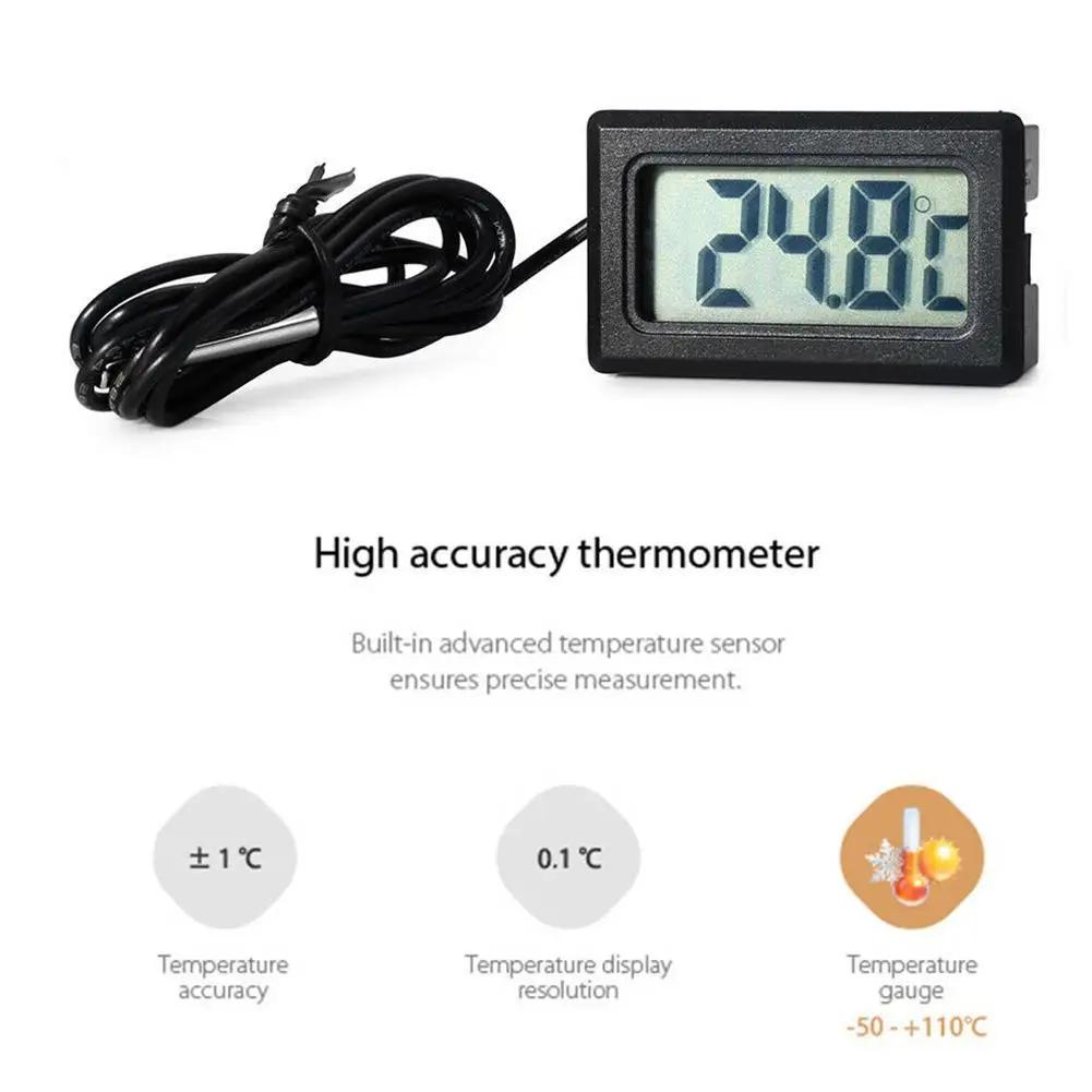 1pc Mini Digital LCD Thermometer With Probe Indoor Convenient Temperature Sensor For Aquarium Fish Tank Home Fridge Thermometer