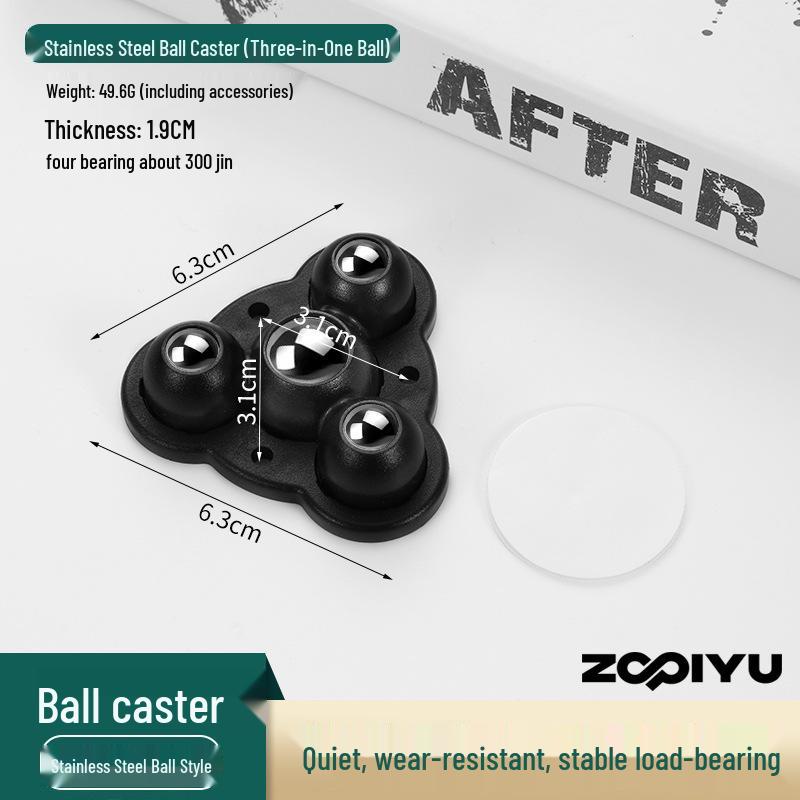 Universal Adhesive Caster Wheels, Silent, Wear-Resistant, Punch-Free Ball Bearings, Thickened Base for Household Use