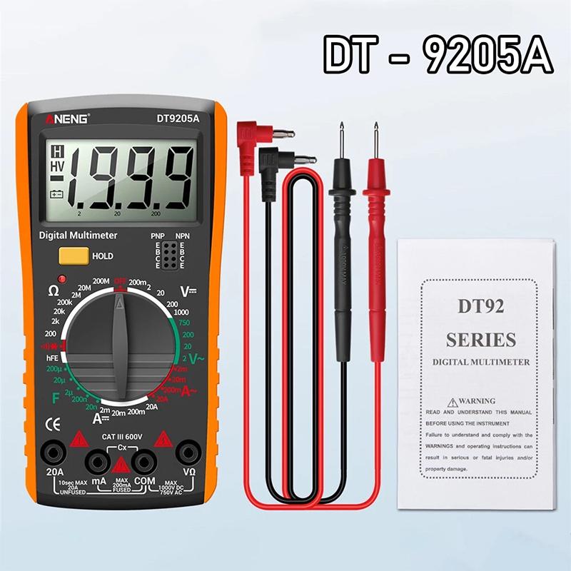 Dt9205A Digital Multimeter True Rms Professional /Dc Current Tester Capacitor Voltage Meter Detector Tools