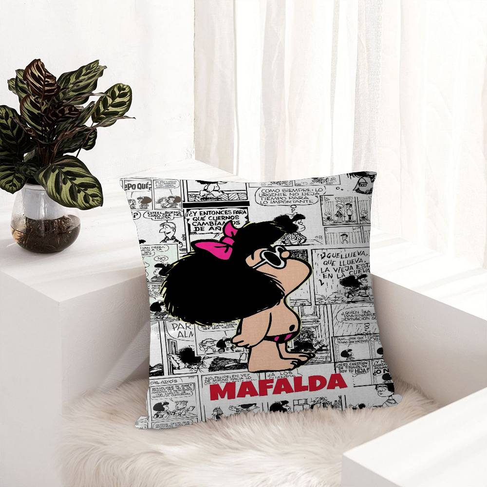 Cute Cartoon Mafalda Vintage Cushion Cover Polyester Sofa Cushions Decorative Throw Pillows Home Decoration Pillowcover