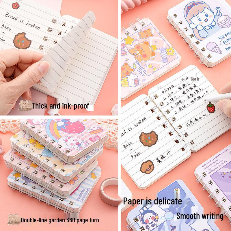Dream Cartoon Mini Coil Notebook - Portable A7 Cute Memo Pad for Students