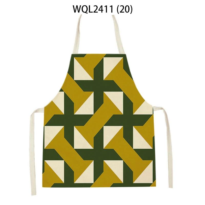 Geometry Stripe Triangles Pattern Kitchen Apron for Women Linen Bibs House Cleaning Pinafore Home Cooking Apron Accessories