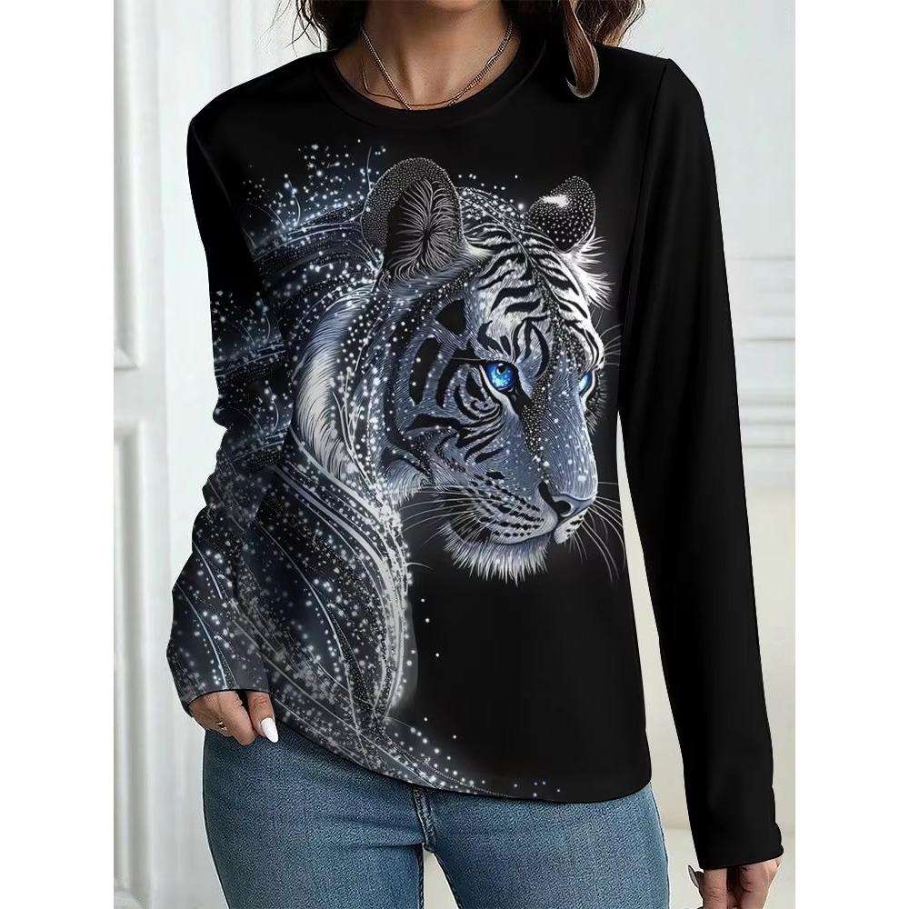 Autumn Leopard Print Long Sleeve T-Shirt Women's Casual T-shirts Fashion Oversized Tops Tees Streetwear Female Clothing